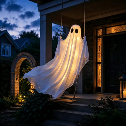 Light-Up Swinging Hanging Ghost Halloween Outdoor Decoration