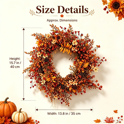 Natural Dried Fruit Handmade Fall Wreath Thanksgiving Front Door Decor