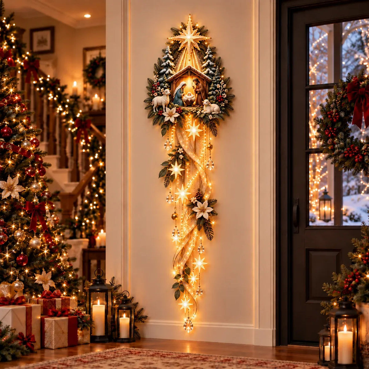 ✝️ Sacred Christmas Lighted Wall Décor – Jesus, Angel & Nativity Collection ✨🕊️