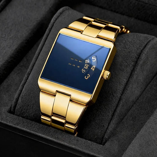 ⌚✨ Men's Square Face Quartz Watch – Modern Geometric Wristwatch