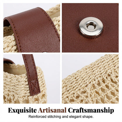🌿 Boho Woven Half Moon Crossbody Bag for Women Summer Beach Purse