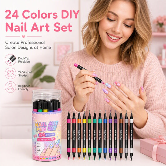🔥 50% OFF | 🎨 ManiLab 24 Dual-Tip Nail Art Pen Collection 💅